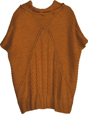 Produktbild von styleBREAKER Damen Strick Poncho mit Zopfmuster, Ärmel und Schalkragen 08010054