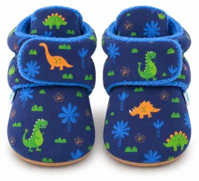Obrázek produktu pro Bavlněné dětské botíky Dotty Fish – dinosauři, velikost 0-6 měsíců