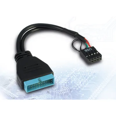 Produktbild von Inter-Tech 15 cm USB Datentransferkabel für Hauptplatine - 1 - Zweiter Anschluss: 1 x 9-pin USB 2.0 - Female - Schwarz