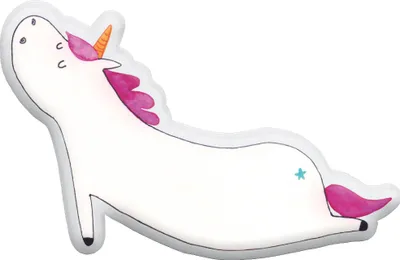 Produktbild von Mr. & Mrs. Panda Dekokissen Einhorn Yoga 25 cm - Weiß - Geschenk, kuschelkissen tier, Kuscheltier, Lustig, Einhörner, Süß, Plüschtier, Unicorn, Stofftier, Namaste, Kissen