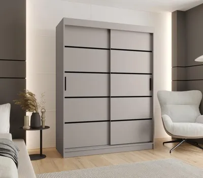 Obrázek produktu pro Široká šatní skříň 150 cm CASANDRA - kašmír / černá