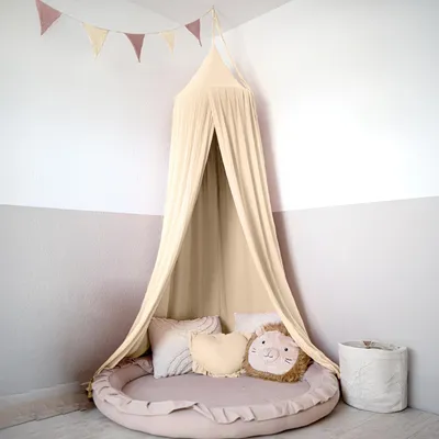 Immagine prodotto di Baldacchino Crema con applicazione dorata - Cielo letto per cameretta