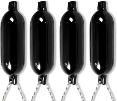 Immagine prodotto di Parabordi in PVC, set di 4 parabordi sferici, parabordi lunghi con 2 fori, protezione antiurto per imbarcazioni, resistenti alla corrosione e all'usura, facili da usare, dimensioni a scelta, nero