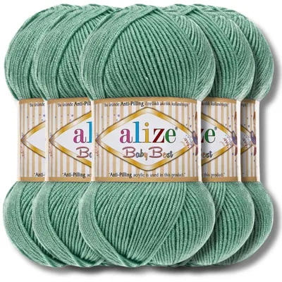Produktbild von Alize 5x 100g Baby Best Wolle, Antipilling, Uni, Häkeln, Stricken (Light Aqua | 463)
