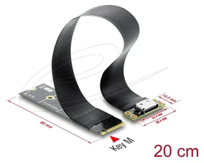 Produktbild von Delock M.2 Key M zu 1 x OCuLink SFF-8612 Konverter mit 20 cm Kabel