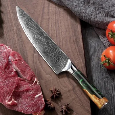 Immagine prodotto di Coltello da cucina damascato HA-14030 - Verde KP14030