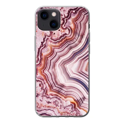 Produktbild von MuchoWow® Handyhülle Schutzhülle Hülle für iPhone 13 Naturstein - Rosa - Luxus Silikon Softcase Handy Hülle - Karteninhaber