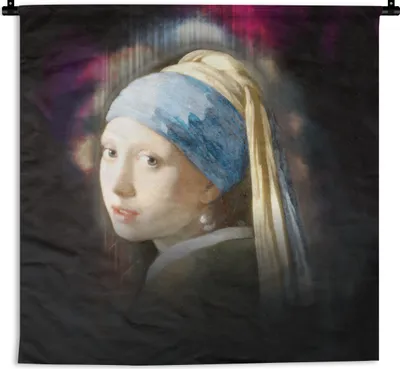 Produktbild von MuchoWow® Wandteppich Wandbehang Das Mädchen mit dem Perlenohrring - Vermeer - Kunst 150x150 cm Tapisserie Dekoration Wandtuch - Wohnaccessoires - Modernes