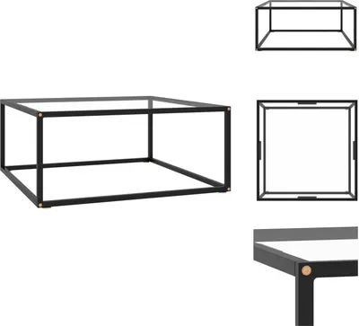 Image de vidaXL Table basse noire avec verre trempé 80x80x35 cm - Tables basses