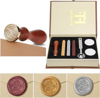Produktbild von Famanu Siegelstempel Set - Vintage Initialen Buchstaben A-Z mit Wachs und Zubehör