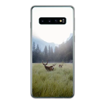 Produktbild von MuchoWow® Handyhülle Schutzhülle Hülle für Samsung Galaxy S10 Wald - Hirsche - Nebel Silikon Softcase Handy Hülle - Handytasche