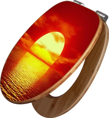 Produktbild von banjado Design WC Sitz Bambus Absenkautomatik -Sonnenuntergang - Toilettendeckel mit Absenkautomatik Holz/hochwertiger Bambus Klodeckel/WC-Sitz für alle gängigen Toiletten [TDB2 10023]
