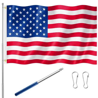 Productafbeelding van Amerikaanse Vlag Set met Uitschuifbare Vlaggenmast 150x90cm