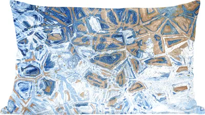 Produktbild von MuchoWow® Zierkissen Sofakissen Wohnzimmer Dekokissen 50x30 cm Marmor - Farbe - Gold - Blau - Wohnzimmerdekoration - Polster mit Photo