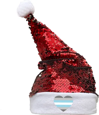 Produktbild von Huuraa Weihnachtsmütze Demiboy Pride Flagge LGBTQ Herz Geschenk Pailletten Rot/Weiß Filz Demiboy Pride Flagge Geschenkidee