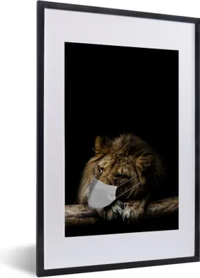Produktbild von MuchoWow® MuchoWow® Gerahmtes Poster Maulkappe - Löwe - Tiere 40x60 cm - Poster mit zchwarzem Bilderrahmen - Poster in Rahmen
