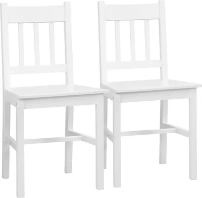 Produktbild von HOMCOM Esszimmerstuhl, 2er Set Küchenstuhl, Essstuhl mit Rückenlehne, Küchenstühle, Wohnzimmerstuhl für Küche, Esszimmer, Kiefernholz, Weiß, 41 x 46,5 x 85,5 cm