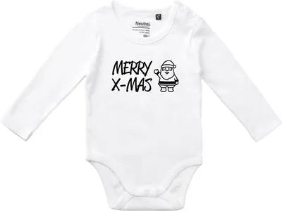Produktbild von Huuraa Baby Body Merry X-Mas Weihnachtsmann 68 White  Baumwolle Fairtrade Langarmbody Geschenkidee