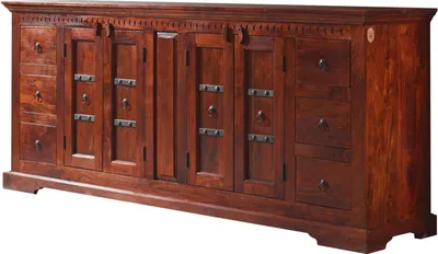 Image de MASSIVMOEBEL24 | Buffet 212x50 Acacia laqué Nougat OXFORD #414