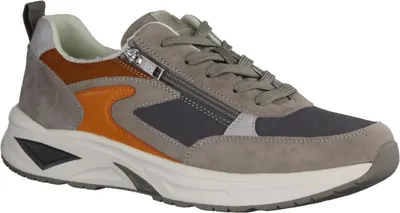 Produktbild von Waldläufer H-Jack 738002-087 modischer Herren-Schnürer, Leder, Grau/Orange - Herrenschuhe Sneaker / Schnürschuh, Beige, leder/textil (velour mesh flat)