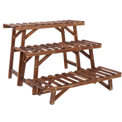 Immagine prodotto di FATIVO Scala porta piante in legno a 3 livelli – Scaffale multifunzione per giardino, terrazza, balcone e interni