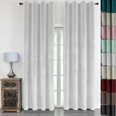 Produktbild von 2 Stück Vorhang Samt Blickdicht mit Kräuselband 140x245 Vorhänge Gardine Gardinen mit Universalbandaufhängung Weiss 2er Pack