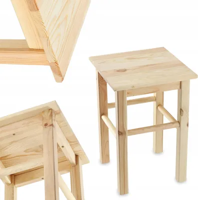Obrázek produktu pro Dřevěná stolička – kuchyňská stolička – masivní borové dřevo – výška 44 cm – sada 2 ks – nutná montáž