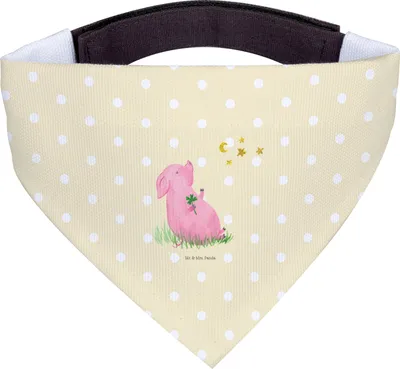 Produktbild von Mr. & Mrs. Panda Bandana für Hunde Schwein Glück - Gelb Pastell - Geschenk, Tuch, Motivation, Sterne, Glücksbringer, Hundehalstuch, Halstuch, Hund, Ziele, Träume