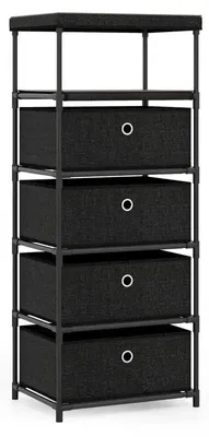 Immagine prodotto di Inovra - Mobiletto contenitore "Dailygoods" con 4 cassetti e piano in legno, ideale per l'ingresso o il soggiorno, colore nero