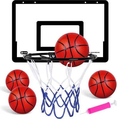 Produktbild von Allecto plus - Mini-Basketbalkorb-Set für Kinder - Wandmontage - Innen und Außen - Mit 4 Bällen - Basketballkorb für Jungen und Mädchen - Indoor-Geschenk für den Kindertag