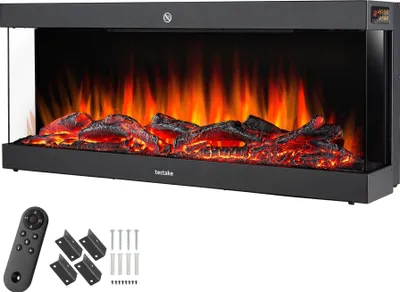 Obrázek produktu pro Elektrický nástěnný krb Luciano, 2 nastavení teploty, efekt plamene, aplikace - černý