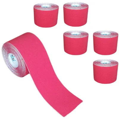 Produktbild von 6 Rollen - Tapefactory24 Getting Started Kinesiologie Tape 5cm x 5m - rot, Tapes Taping Klebeband Tapeverband Bandage wasserfest