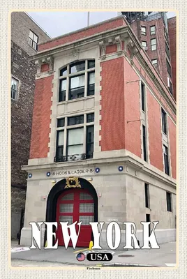 Produktbild von vianmo Holzschild 30x20 cm New York USA Firehouse Bildmotiv Reisemotiv Amerika
