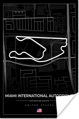 Produktbild von MuchoWow® Poster Rennstrecke - Vereinigte Staaten - Formel 1 - Miami International Autodrome - Rennstrecke - Schwarz 40x60 cm - Plakate für die Wand - Poster Babyzimmer
