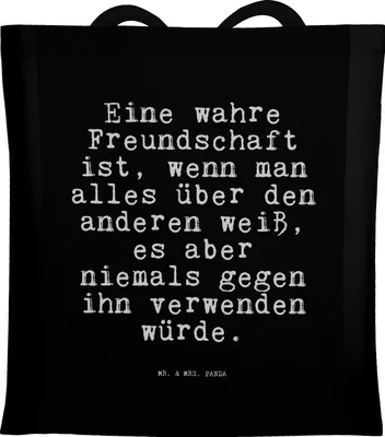 Produktbild von Mr. & Mrs. Panda Tote Bag Eine wahre Freundschaft ist,... - Schwarz - Geschenk, Freundinnen, Beutel, Tragetasche, Tasche, Sprüche, bester Freund, Shopping, Laptoptasche