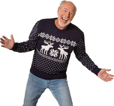 Produktbild von Weihnachtspullover Schneegestöber blau-weiß - M