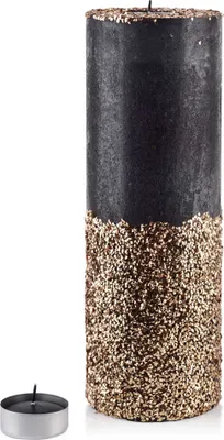 Obrázek produktu pro Kerzenlaterne Zylinder 120X360 Diamant Schwarz Gold Kristalle