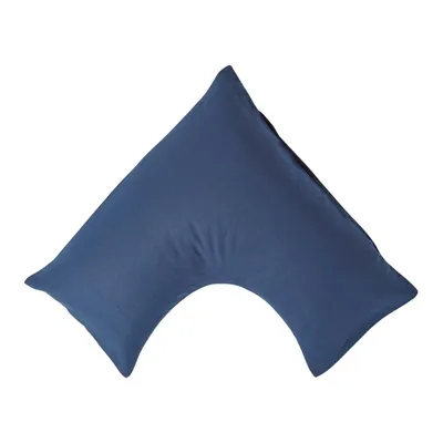 Produktbild von HOMESCAPES Leinen Kopfkissenbezug V Form Dunkelblau, 38 x 76 x 38 x 76 cm
