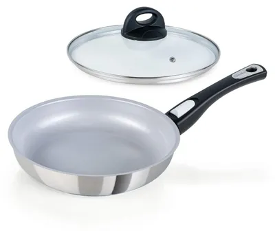Bratpfanne 24 cm, antihaftbeschichtet, abnehmbarer Griff, inkl. Deckel