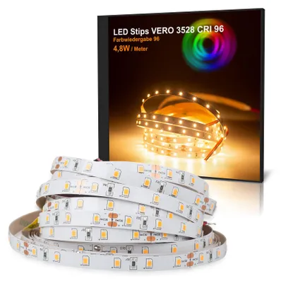 Immagine prodotto di Striscia LED VERO Bianco caldo (2700K) CRI 96 24W 5 metri 24V IP20