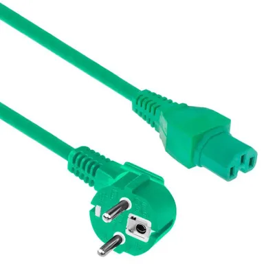 Produktbild von ACT Stromkabel Netzstecker CEE 7/7 Stecker (abgewinkelt) - C15 grün 1.5 m, 1,5 m, CEE7/7, C15-Koppler, H05RN-F, 230 V, 10 A