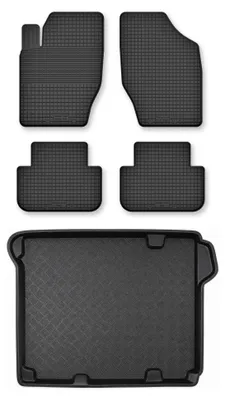 Image de Tapis en caoutchouc + bac de coffre pour Citroen C4 II 2010-2018 (avec caisson de basses) – 5 pièces, noirs, semi-universel, adapté