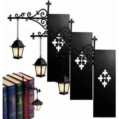 Produktbild von 3er Vintage Schreibtischlampe mit hängender Laterne, Kabellose Dekorative Buchstütze, Bücherregal Lampe für Arbeitszimmer, Wohnzimmer, Leseecke