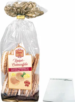 Produktbild von Esser Knusper-Cremewaffeln mit 50% fruchtiger Zitronencremefüllung (200g Beutel) + usy Block