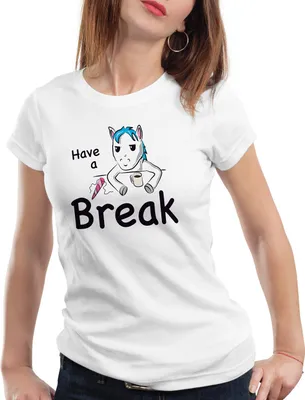 Produktbild von style3 Have a Break Einhorn Damen T-Shirt Unicorn, Farbe:Weiß, Größe:2XL