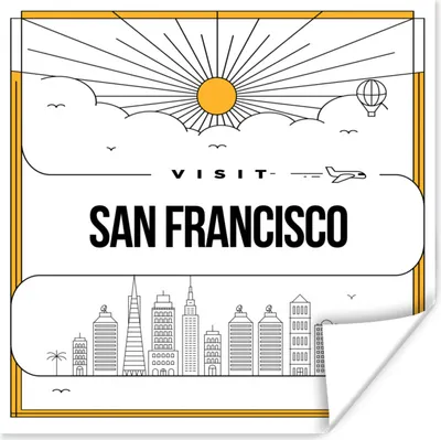 Produktbild von MuchoWow® Poster San Francisco - Skyline - Weiß 50x50 cm - Wohnzimmerdekoration
