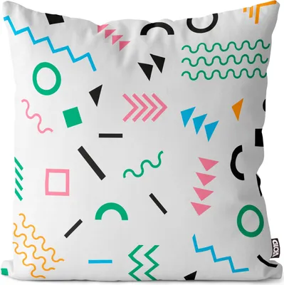 Produktbild von VOID Retro Vintage Muster 80s 90s Schwarz Kissenbezug Kissenhülle Sofakissen Kissen Deko Outdoor-Kissen Dekokissen