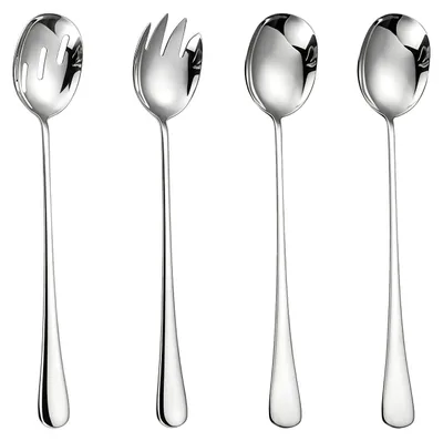 Salatbesteck-Set, 4-teilig, Edelstahl, 28 cm, spülmaschinengeeignet