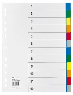 Produktbild von Register 1532 DIN A4 blanko volle Höhe 12-teilig PP farbig Packung mit 25 Stück
