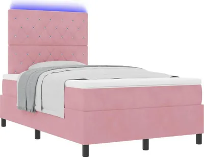 Obrázek produktu pro LED box pružinová postel s matrací Růžová 120 x 190 cm samet